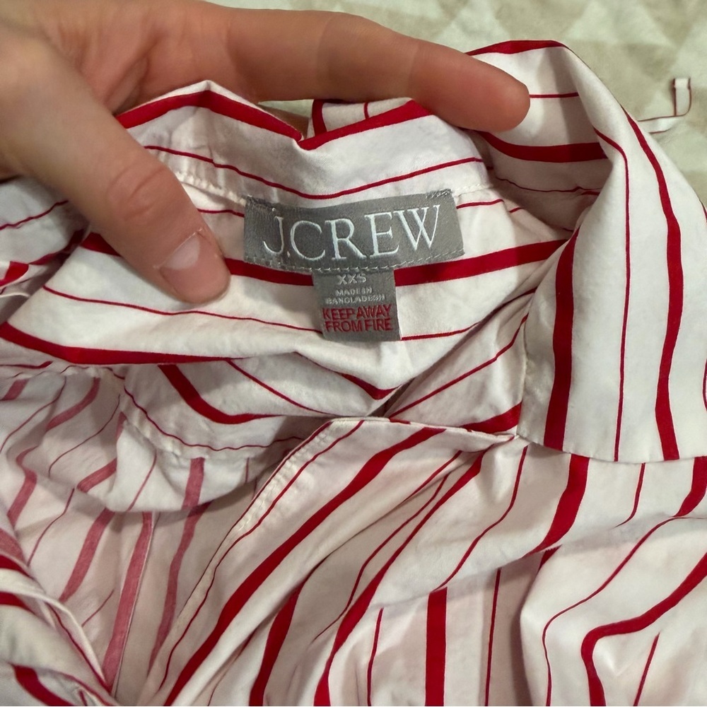 J crew Cotton poplin long-sleeve pajama pant set in peppermint stripe - Picture 2 of 4